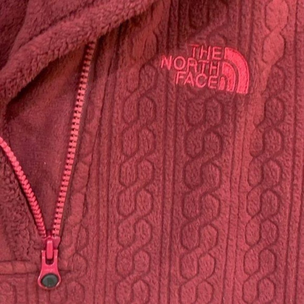 North Face Quarter Zip Pullover Fleece Dark Pink M - Picture 2 of 8